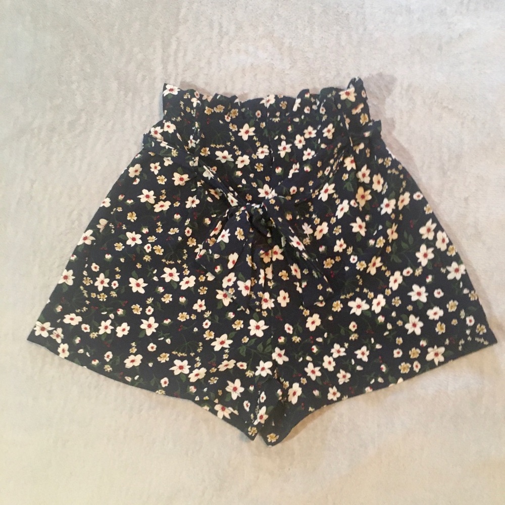Floral Print High Waisted Shorts